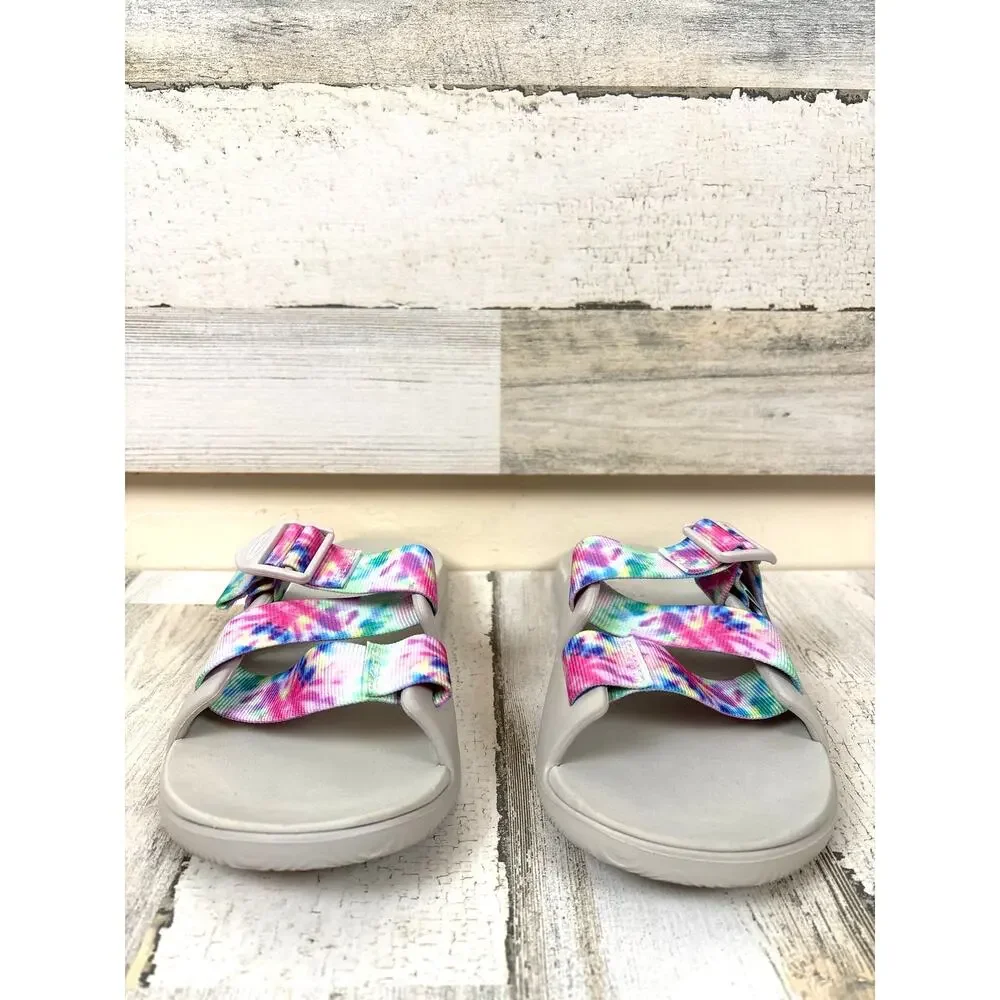 Chaco Womens 7 Tie Dye Multi Chillos Buckle Slip On Slide Sandals NEW